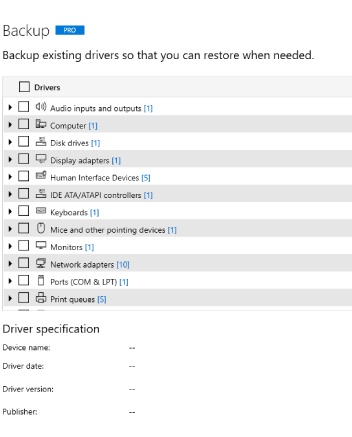 backup existing driver with ITL driver updater