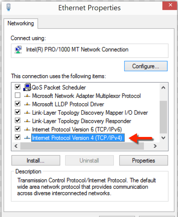 click on the Internet Protocol Version 4(TCP/IPv4)
