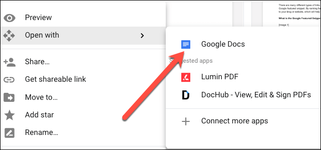 Convert PDF to Word through Google Docs 