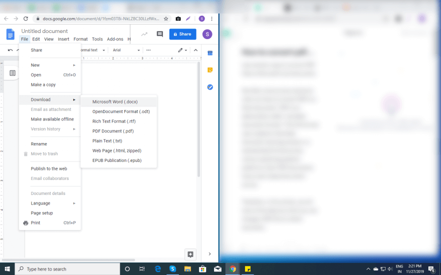 convert PDF to word file format by Google Doc