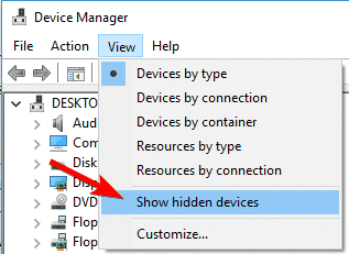 Uninstall the hidden devices-1