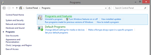 Uninstall Graphics Driver - control panel click on uninstall programmes