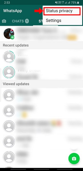 Steps to show WhatsApp status to selected contacts