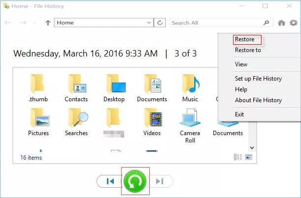 Restore the previous file versions-3