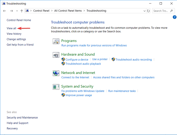 Use the troubleshooter-1