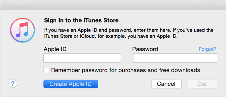 Create Apple ID from itunes