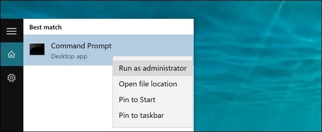 command prompt run as administrator