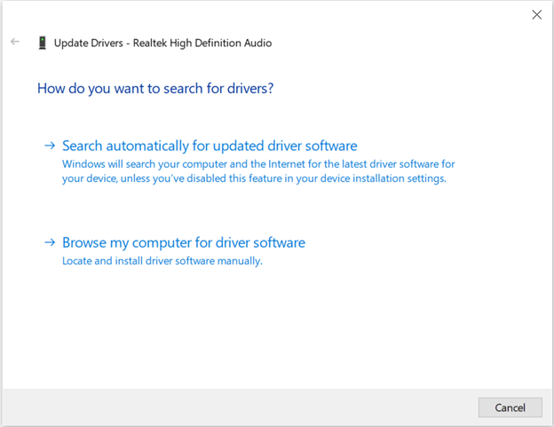 Search automatically for updated driver software