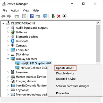 update driver from device manager