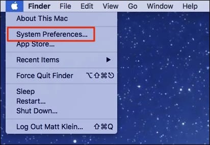 System Preferences from Apple Menu