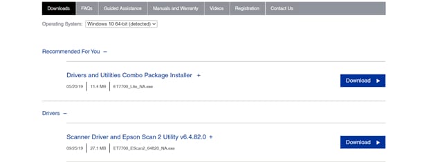 download Epson printer drivers