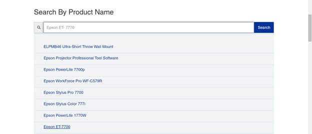 search product name wise for epson driver