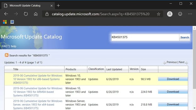 download compatible Windows 10 version 1903