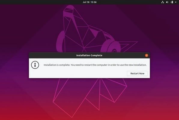successfully installed Ubuntu alongside Windows 10 message