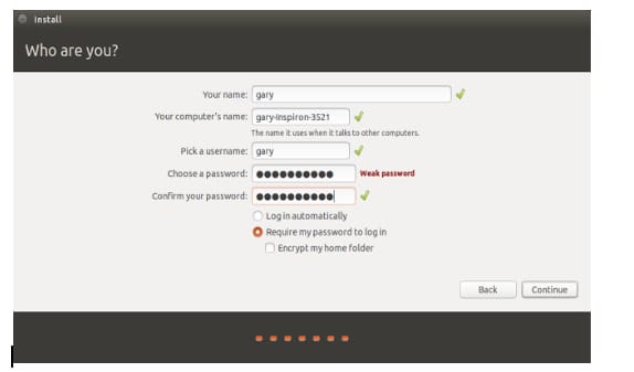 enter username, computer name, password to continue