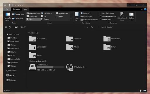 Hover Dark Aero Theme - Best skin pack for Windows 10