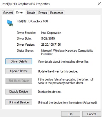Select the Update Driver option from the driver properties