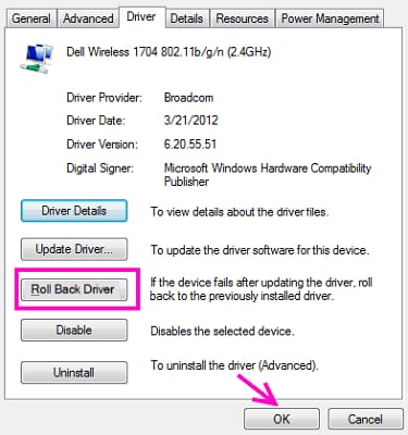 Roll Back Driver Wireless Driver