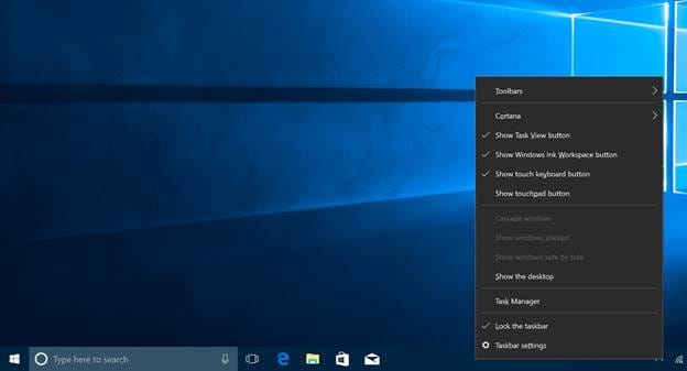 taskbar setting