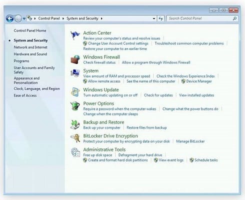 system and security from control panel