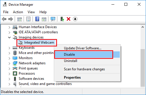 Disable the webcam-1