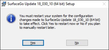 prompting restart for microsoft surfaceGo