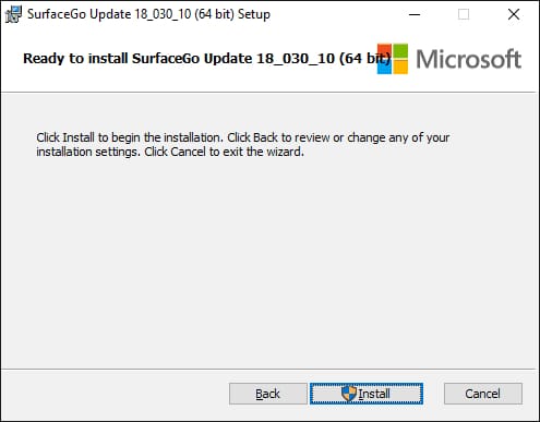 ready to install microsoft surfaceGo