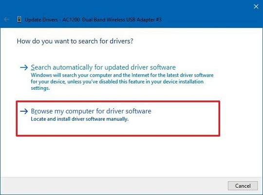 Browse my computer for driver software for usb adapter