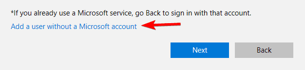 Add a user without a Microsoft account