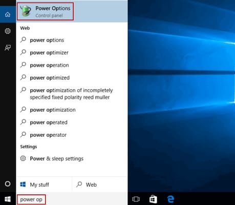 search power option