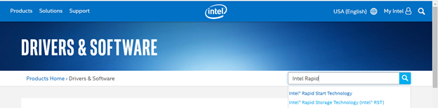 search for intel rapid from intel official site