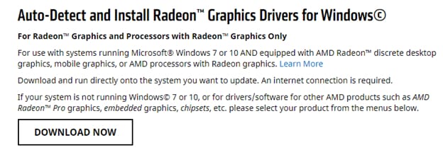 auto detect and install radeon graphic driver for windows
