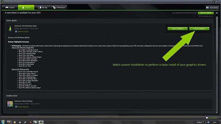 Download NVidia driver via GeForce Experience