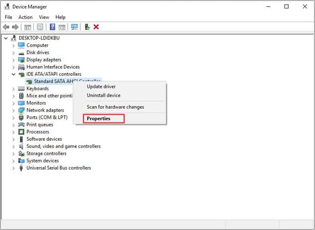 SATA AHCI Controller properties
