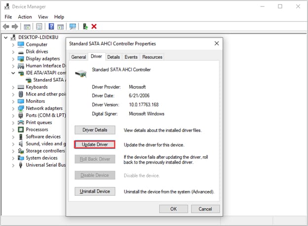 SATA AHCI Controller Update Driver