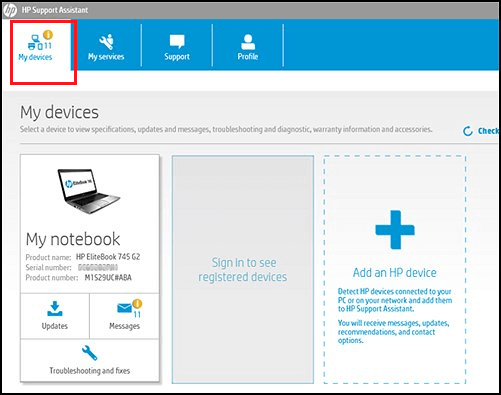 Download driver via HP Support Assistant