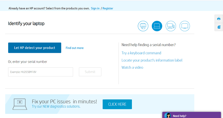 Download HP drivers via the official website
