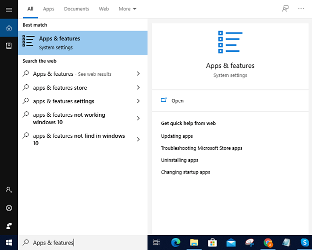 apps & features