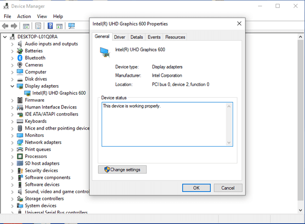 graphic driver device status