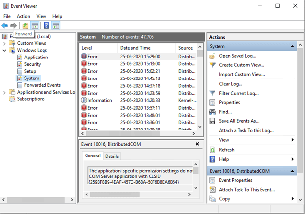 system error logs