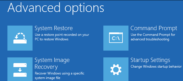 Select Command Prompt from advanced troubleshoot options