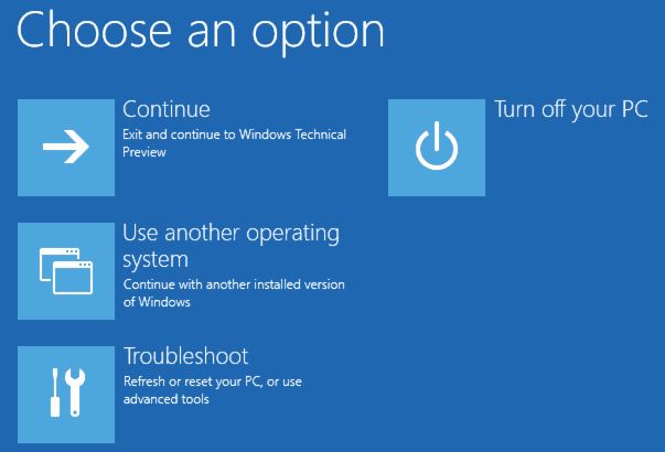choose an option for windows setup