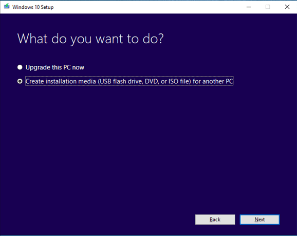 create installation media for windows setup