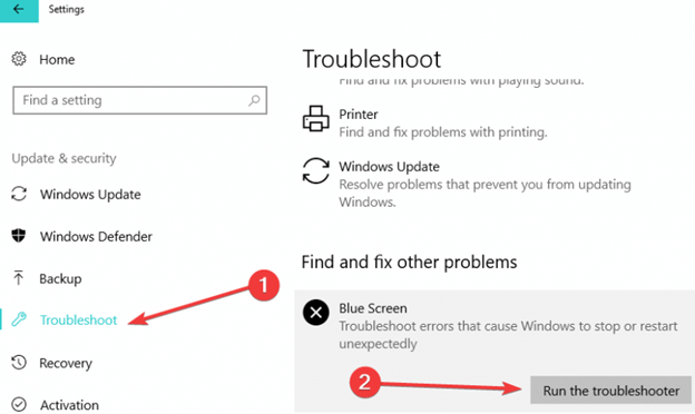 troubleshoot blue screen