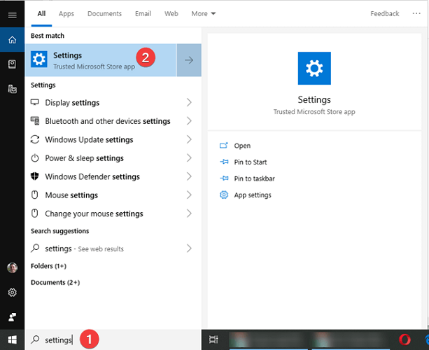 windows setting