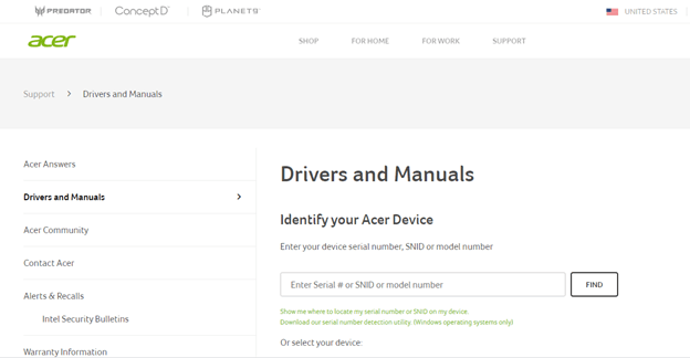 acer drivers and manuals