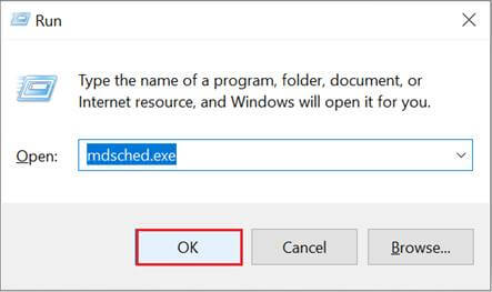 type mdsched.exe in run