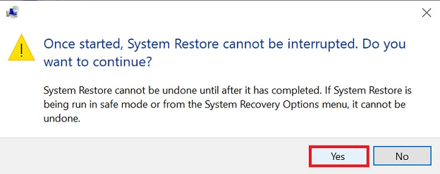system restore cannot be interrupted