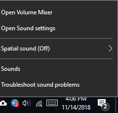 right click on taskbar and click on sound