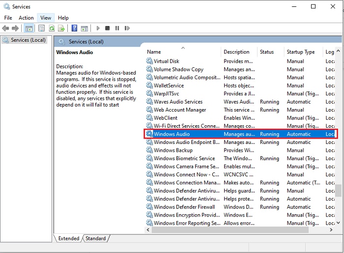 windows audio service